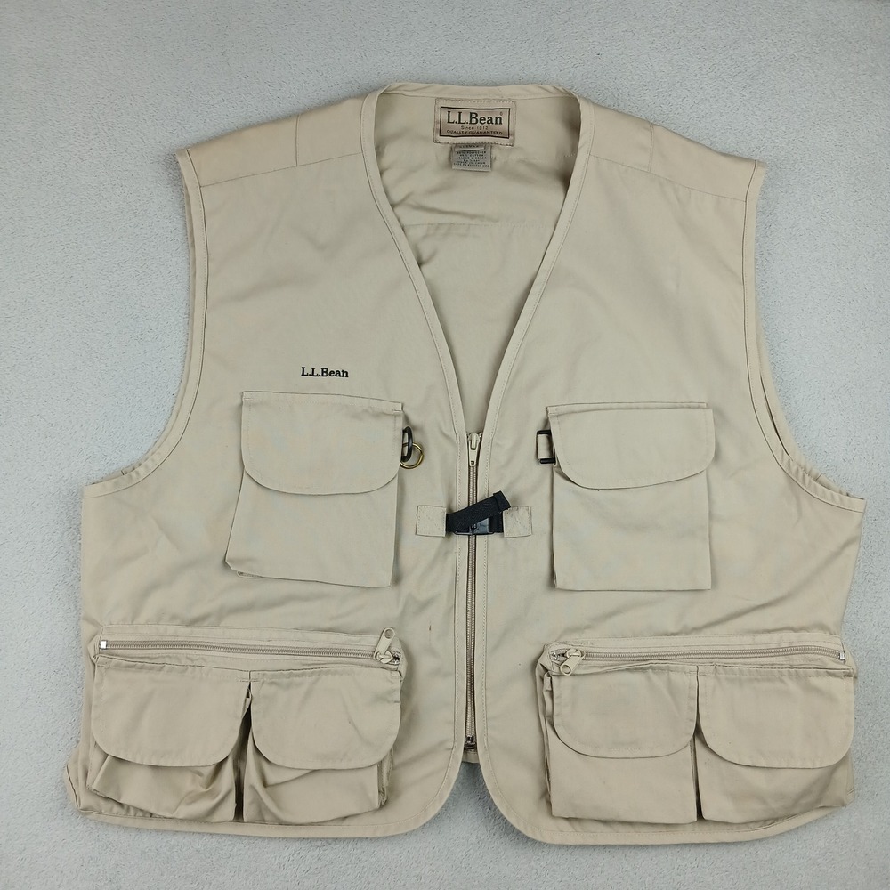 L.L. Bean Fishing Vest Mens XL Utility Multi-Pocket Gorpcore Tan Khaki SQ37
